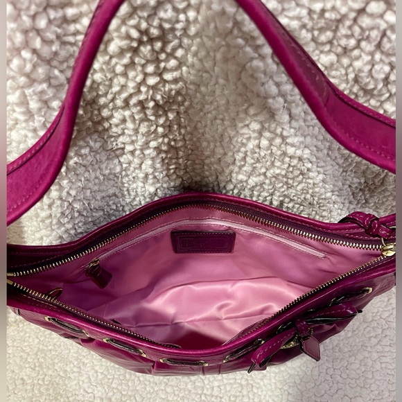Coach Pleated Hamilton Hobo Leather Bag In Magenta Pink Shoulder Bag Vintage - Picture 6 of 10